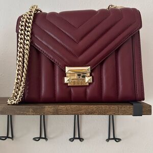 Michael Kors Burgundy Quilted Crossbody Bag